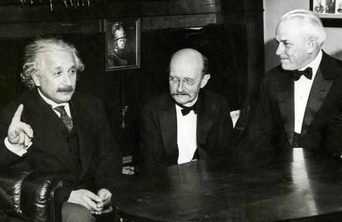 From left to right: Einstein, Planck and Millikan in 1931. Credit: Wikipedia.